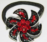 供應韓版頭飾 水鉆+滴油皮繩頭花，引領時尚爆款潮流